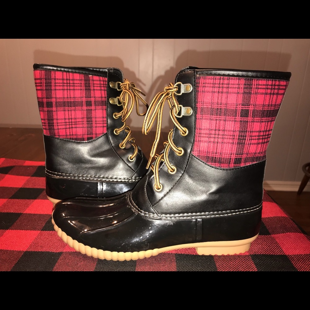 Plaid Duck Boots